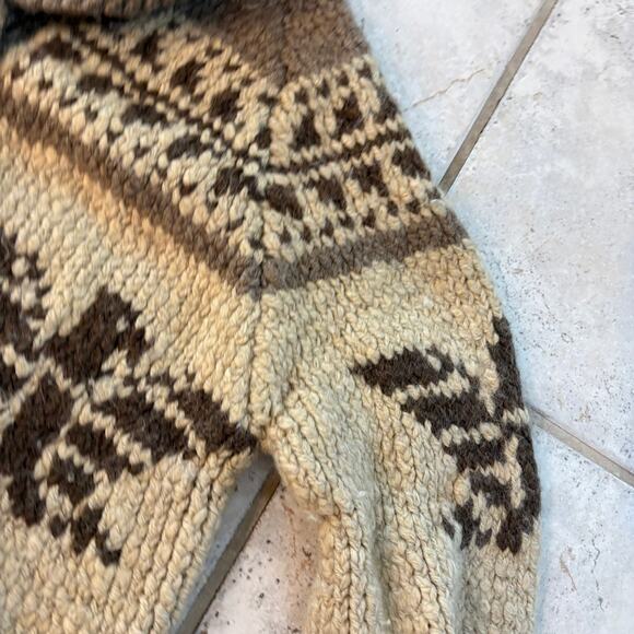 Vintage Ralph Lauren Hand Knit Flag Cowichan Sweater Wool Cardigan M - Picture 11 of 16